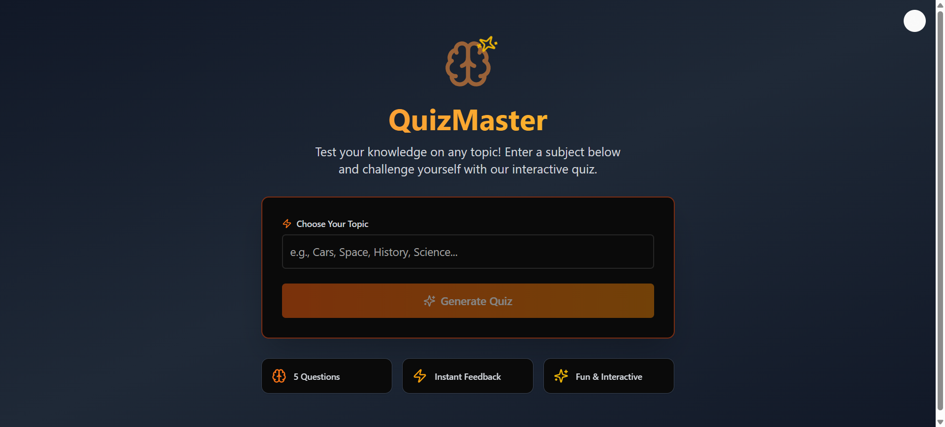 QuickMaster – AI-Powered Quiz Generator